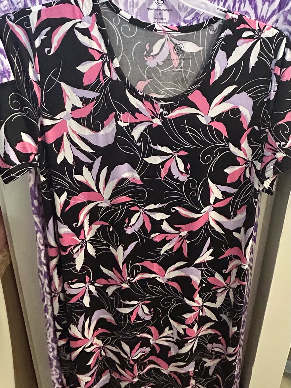 NWOT Women's Scoop Neck Maxi Lounge Dresses - Black/Pink & Lavender/White